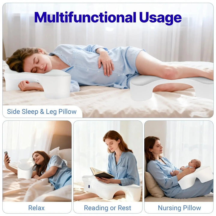 Plush Arm Pillow for Sleeping and Reading with Side Wings | Upright Comfort with Arm Support | Wedge Pillows