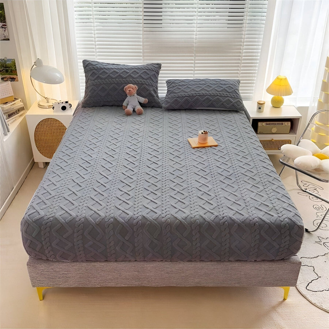 Quilted Velvet Sherpa Deep Pocket Bed Sheet Set, With or Without Pillowcases | Quilted Sherpa Warmth for Winter | Bedding Sets