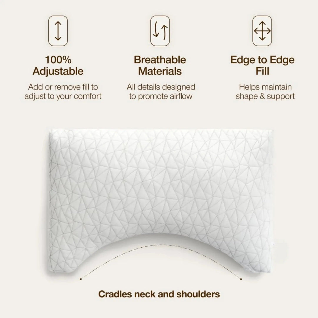 Ergonomic Shredded Memory Foam Pillow 30x20 Inch with Removable Cover | Adjustable Loft for Custom Comfort | Bed Pillows