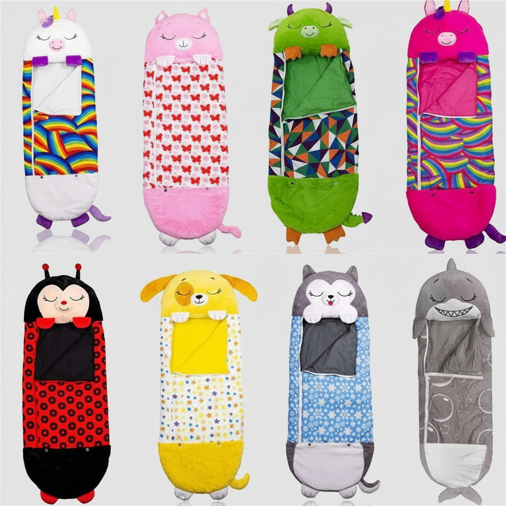Animal Shape Kids Sleeping Bag That Folds into a Pillow | Fold-Away Animal Sleeping Bag | Kids Sleeping Bags