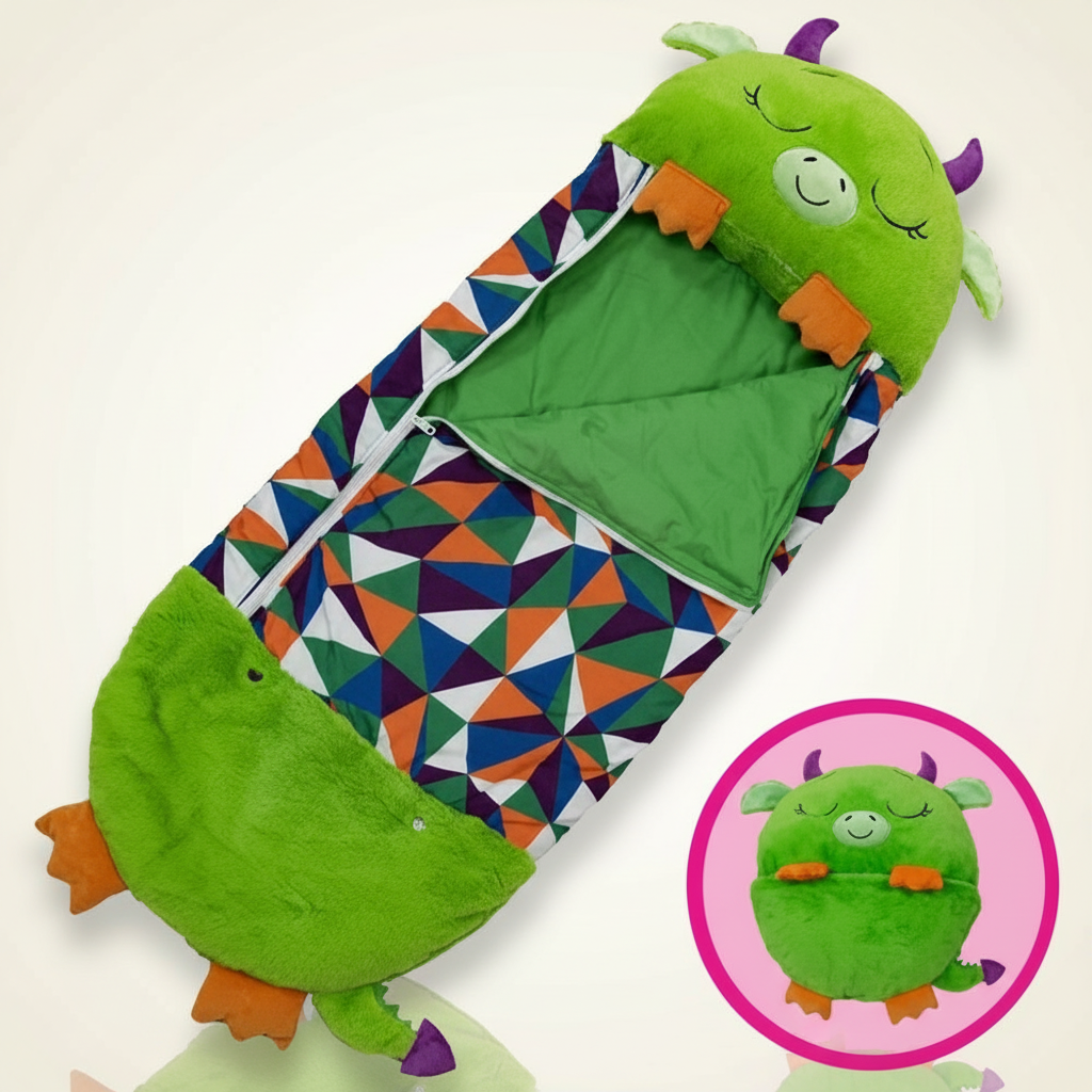 Animal Shape Kids Sleeping Bag That Folds into a Pillow | Fold-Away Animal Sleeping Bag | Kids Sleeping Bags