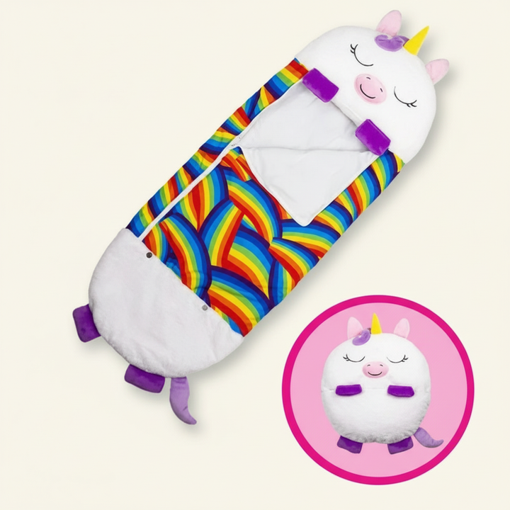 Animal Shape Kids Sleeping Bag That Folds into a Pillow | Fold-Away Animal Sleeping Bag | Kids Sleeping Bags