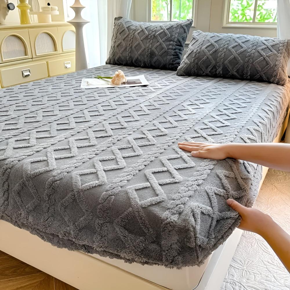 Quilted Velvet Sherpa Deep Pocket Bed Sheet Set, With or Without Pillowcases | Quilted Sherpa Warmth for Winter | Bedding Sets