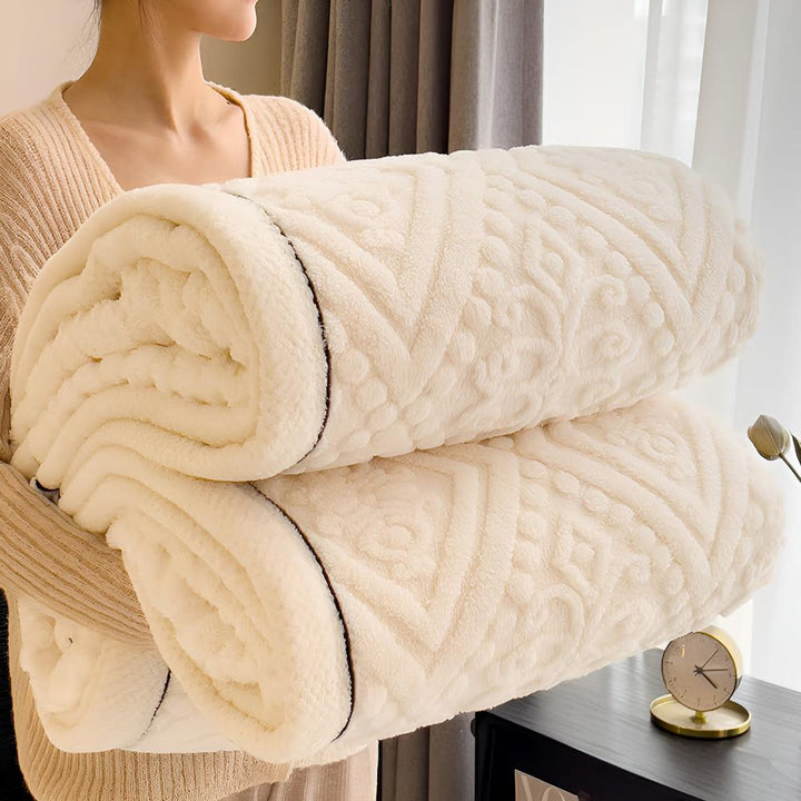 Mandala Carved Velvet Sherpa Blanket for Year-Round Warmth | Carved Mandala, Sherpa Backing | Throw Blankets
