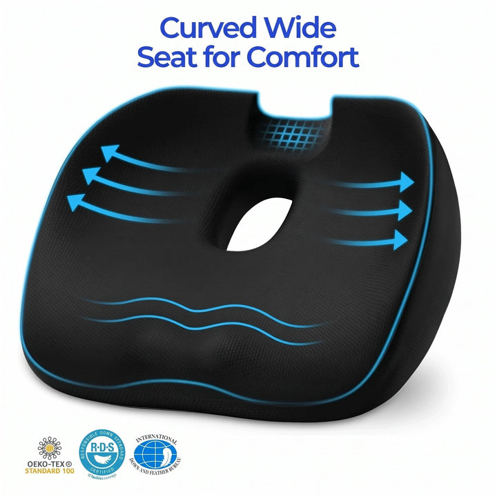 Ergonomic Donut Seat Cushion with Center Opening for Office and Car | Comfortable Sitting With a Cutout | Chair Cushions