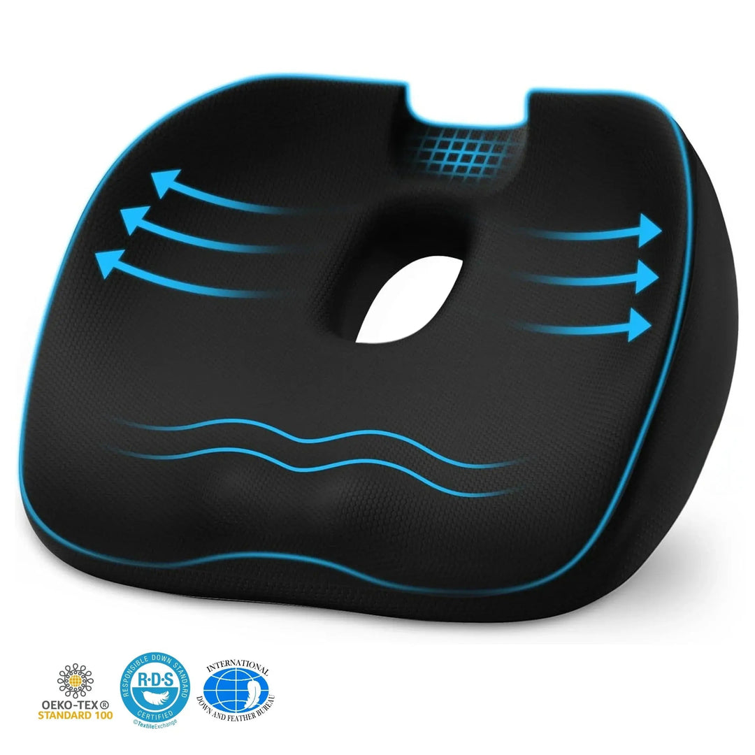 Ergonomic Donut Seat Cushion with Center Opening for Office and Car | Comfortable Sitting With a Cutout | Chair Cushions