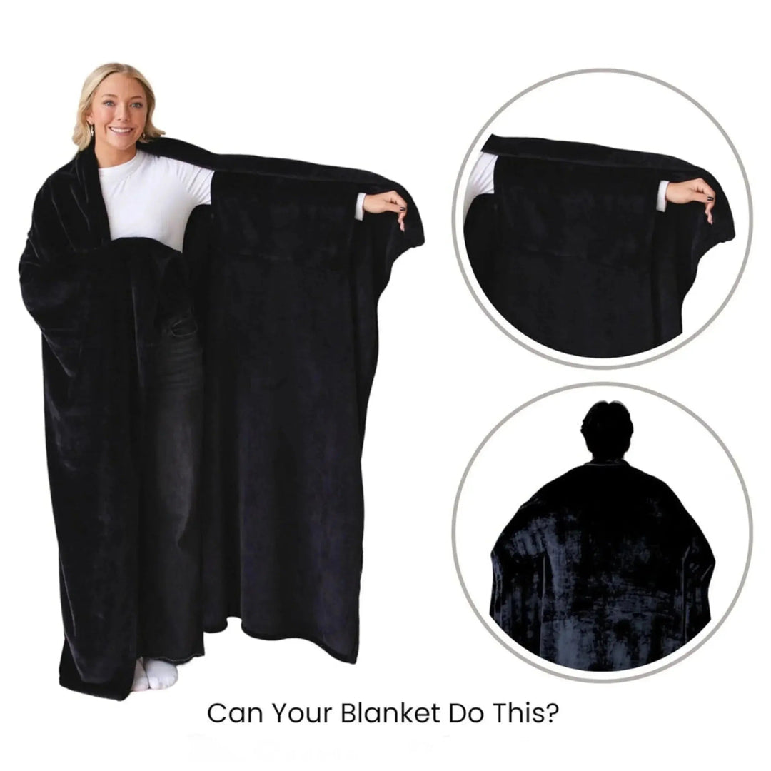 Soft Flannel Wearable Blanket with Knitted Texture for Home and Travel | Slip-On Warmth That Stays Put | Wearable Blankets
