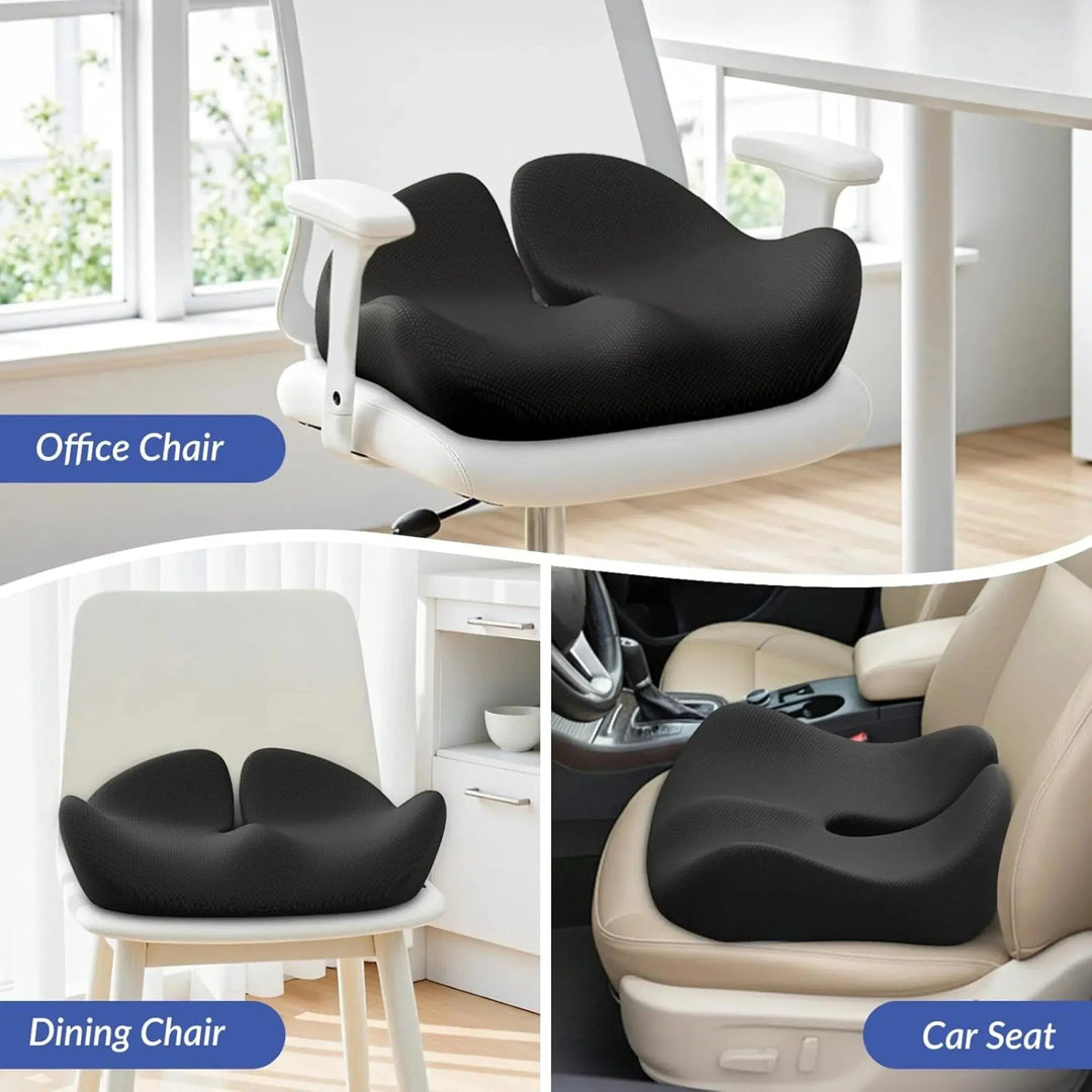 U-Shaped Memory Foam Seat Cushion with Non-Slip Base for Car and Office | U-Shaped Cushion for Everyday Seating | Seat Cushions
