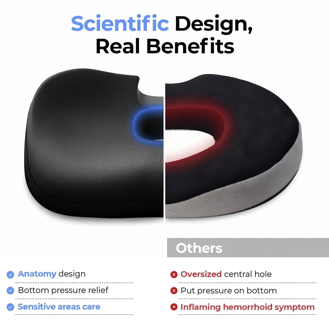 Ergonomic Donut Seat Cushion with Center Opening for Office and Car | Comfortable Sitting With a Cutout | Chair Cushions