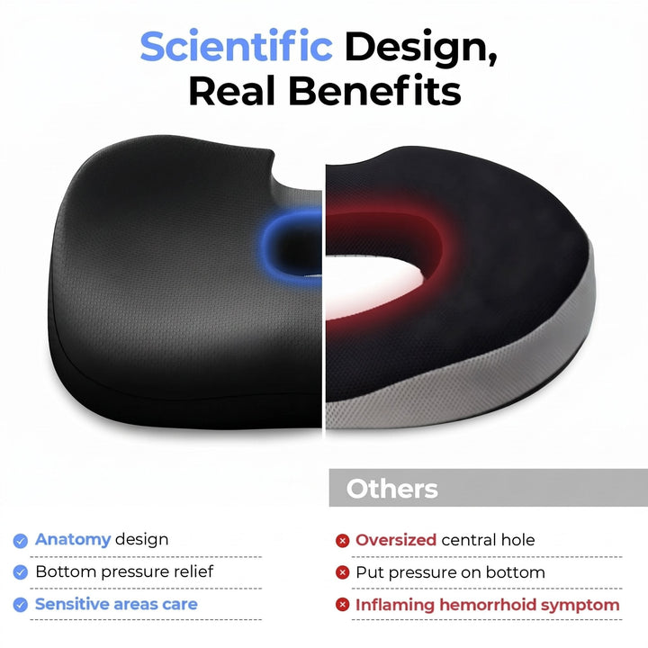 Ergonomic Donut Seat Cushion with Center Opening for Office and Car | Comfortable Sitting With a Cutout | Chair Cushions