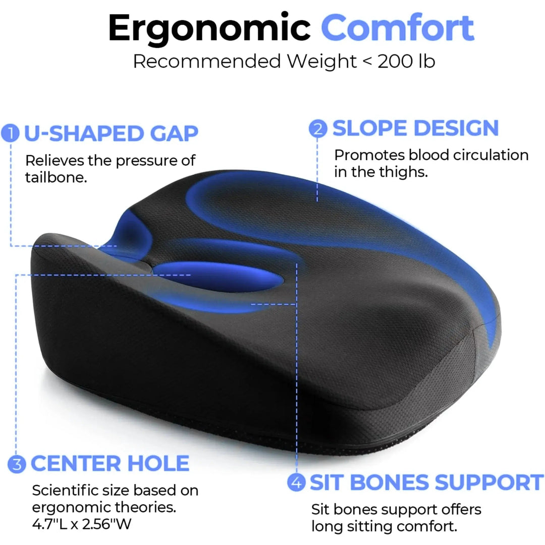 Ergonomic Donut Seat Cushion with Center Opening for Office and Car | Comfortable Sitting With a Cutout | Chair Cushions