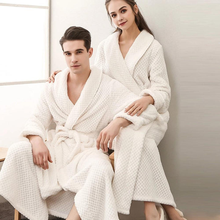 Unisex Fleece Winter Bathrobe with Pockets in Soft Plush Fabric | Warm Fleece for Cold Mornings | Robes