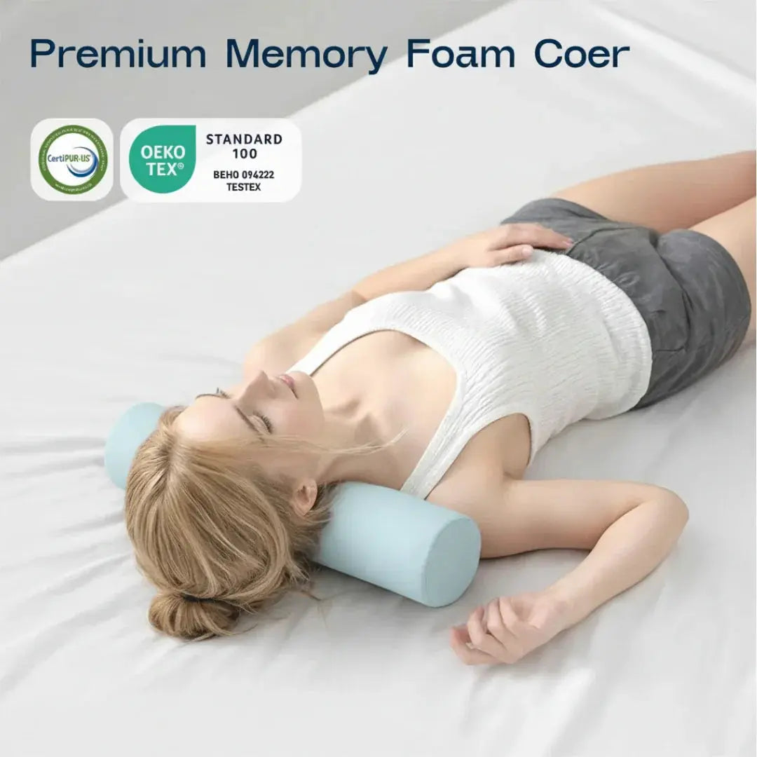 Cooling Memory Foam Roll Pillow with Cylindrical Support | Cylinder Support with a Cool-Touch Cover | Bed Pillows