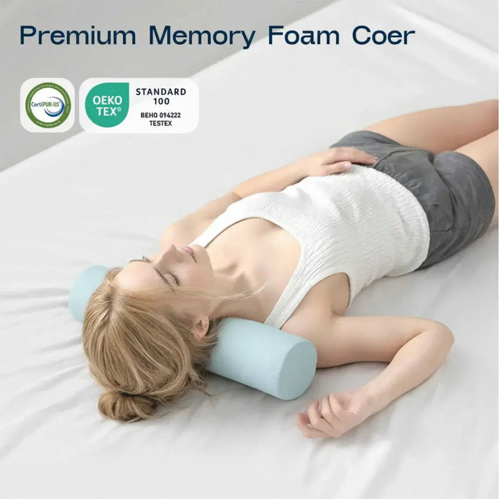 Cooling Memory Foam Roll Pillow with Cylindrical Support | Cylinder Support with a Cool-Touch Cover | Bed Pillows