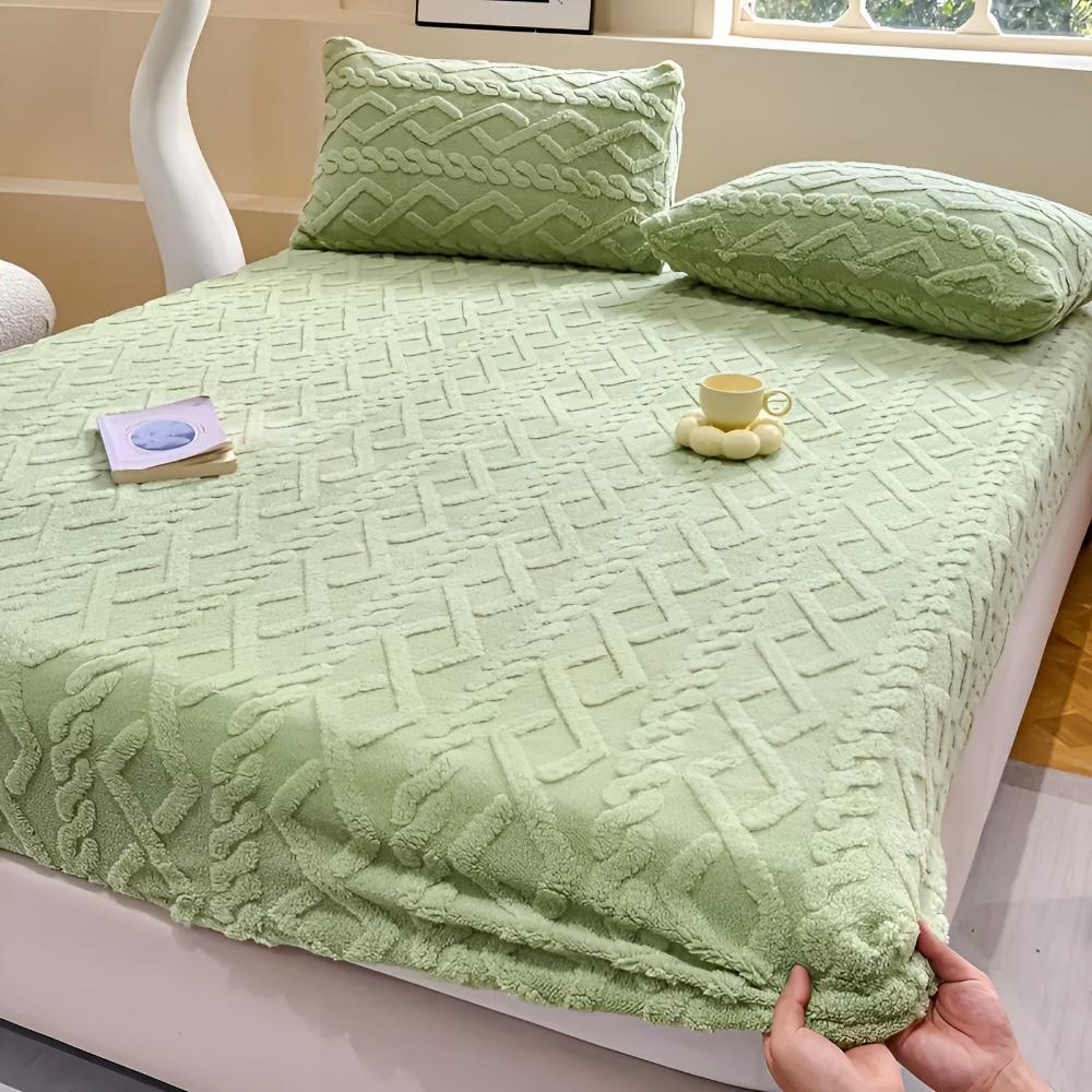 Quilted Velvet Sherpa Deep Pocket Bed Sheet Set, With or Without Pillowcases | Quilted Sherpa Warmth for Winter | Bedding Sets