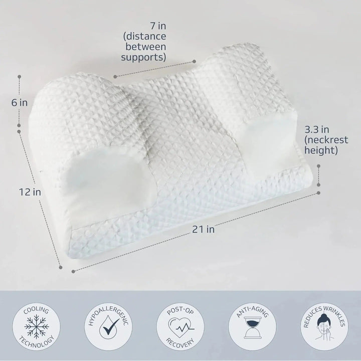 Cooling Ergonomic Memory Foam Contour Pillow for All Sleep Positions | Cool Contoured Support | Bed Pillows