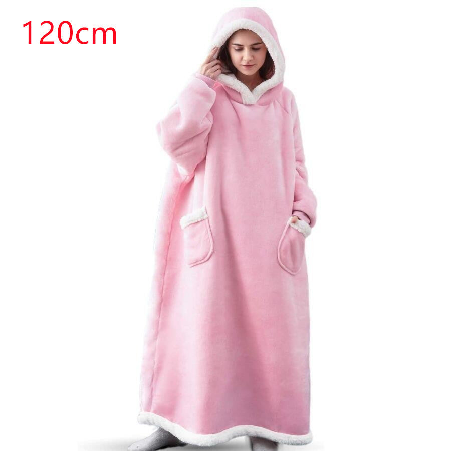 Oversized hoodie blanket with sherpa hood