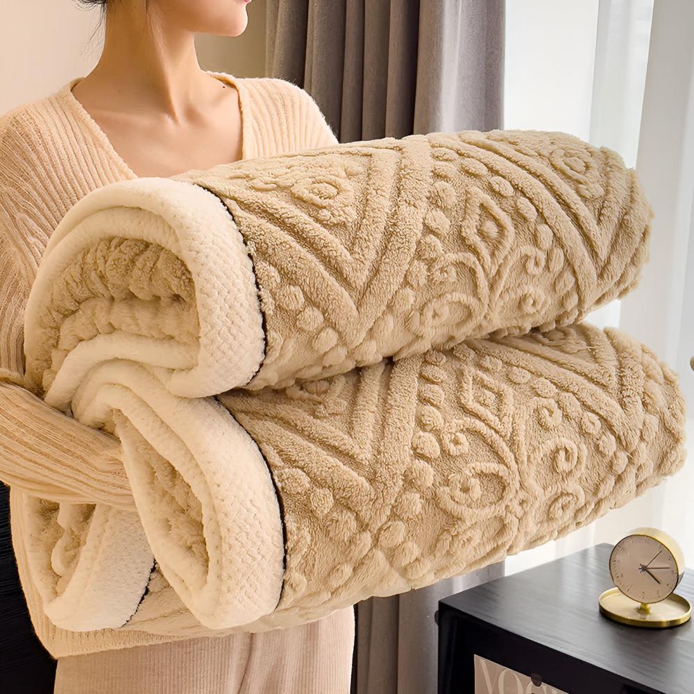 Mandala Carved Velvet Sherpa Blanket for Year-Round Warmth | Carved Mandala, Sherpa Backing | Throw Blankets