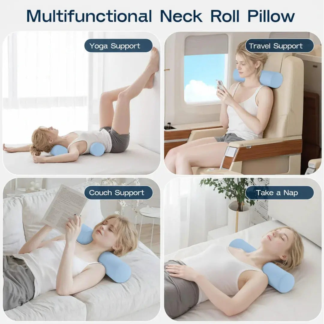 Cooling Memory Foam Roll Pillow with Cylindrical Support | Cylinder Support with a Cool-Touch Cover | Bed Pillows