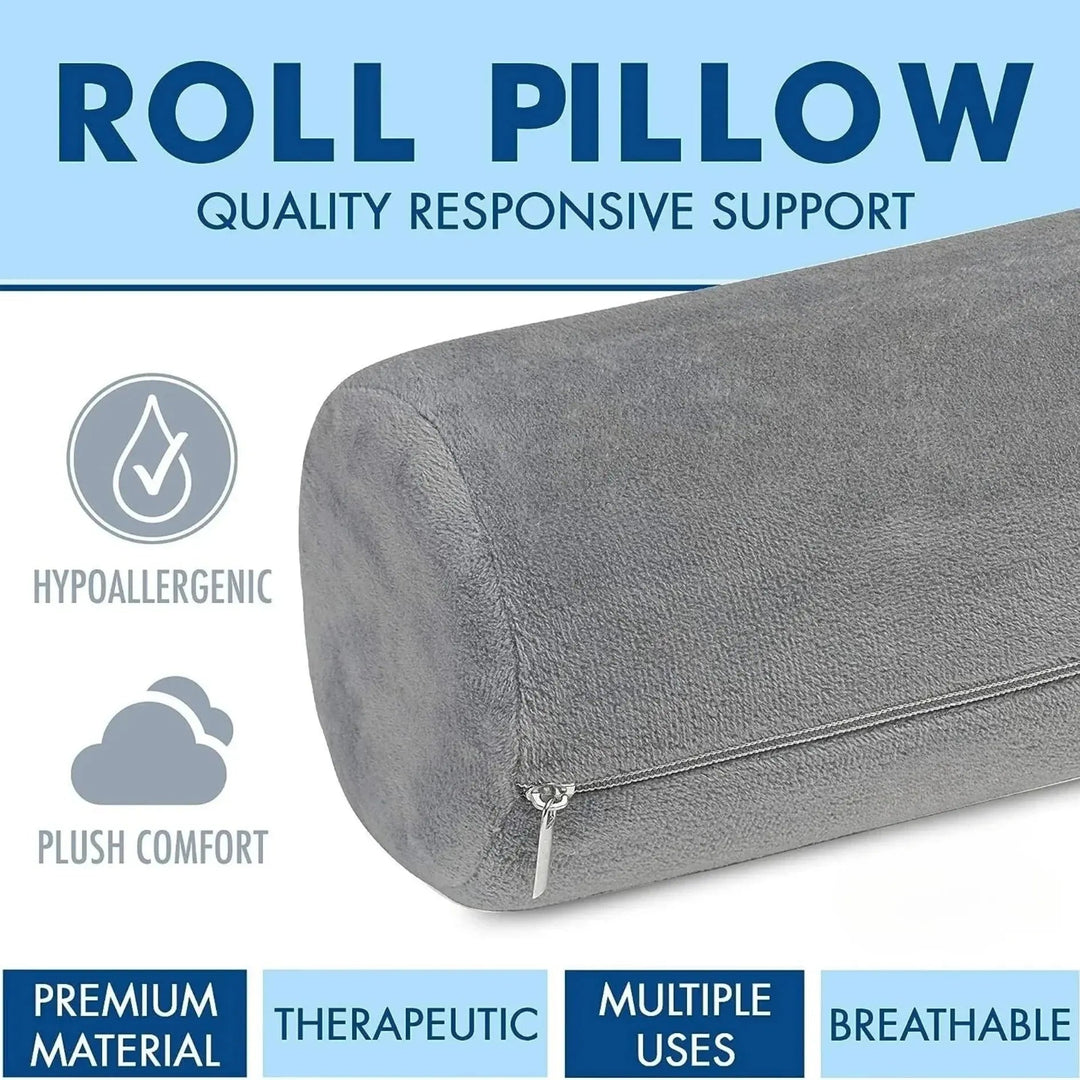 Neck Roll Bolster Pillows, Set of 2 with Memory Foam Core | Cylinder Pillows for Flexible Positioning | Bolster Pillows