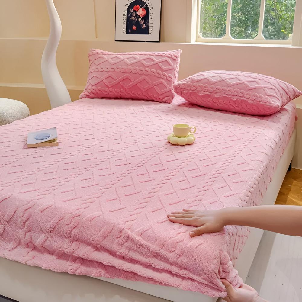 Quilted Velvet Sherpa Deep Pocket Bed Sheet Set, With or Without Pillowcases | Quilted Sherpa Warmth for Winter | Bedding Sets