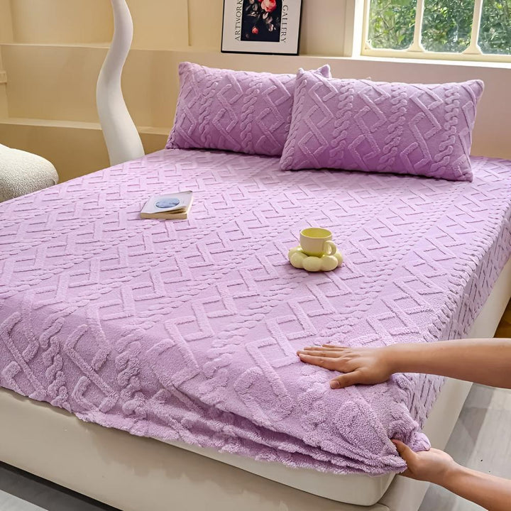 Quilted Velvet Sherpa Deep Pocket Bed Sheet Set, With or Without Pillowcases | Quilted Sherpa Warmth for Winter | Bedding Sets