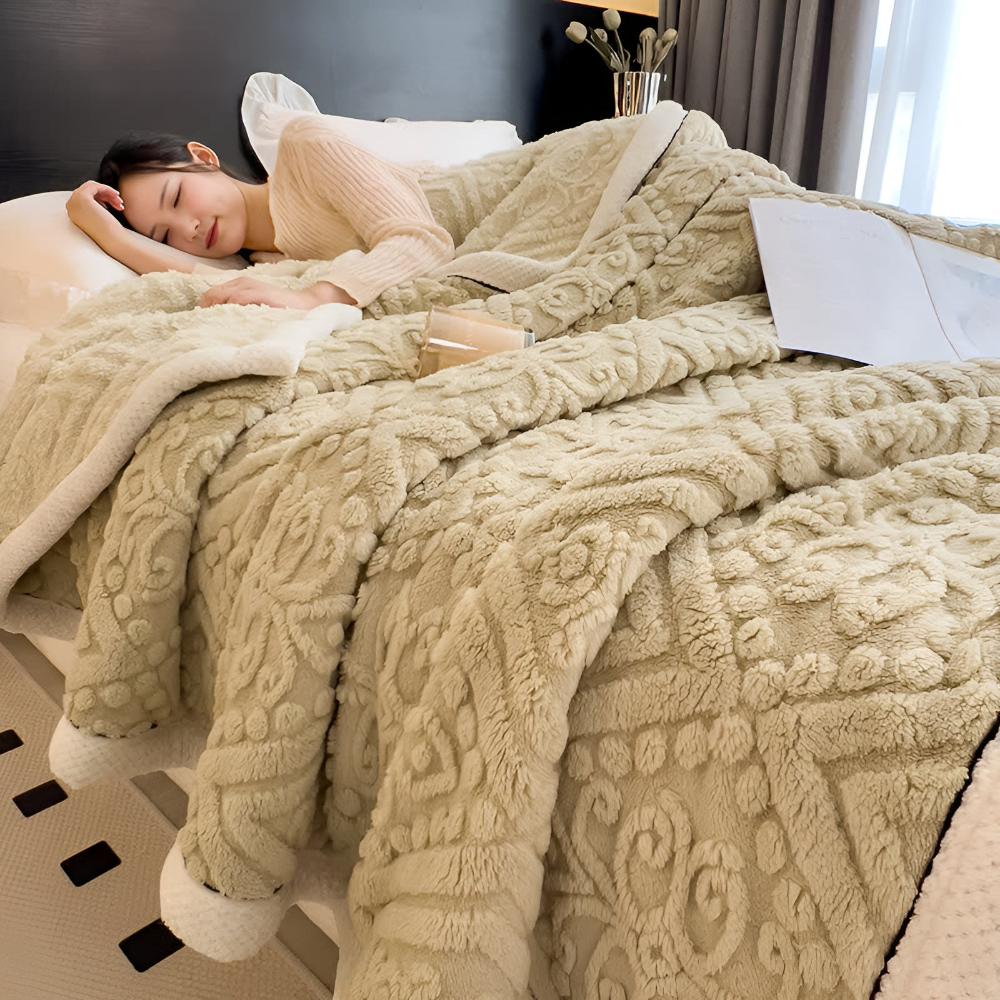 Mandala Carved Velvet Sherpa Blanket for Year-Round Warmth | Carved Mandala, Sherpa Backing | Throw Blankets
