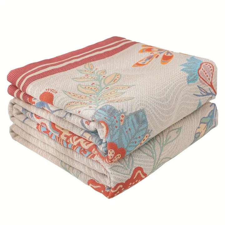 Oversized Reversible Floral Jacquard Cotton Blanket, 98 x 98in | Oversized Cotton That Covers a King | Throw Blankets