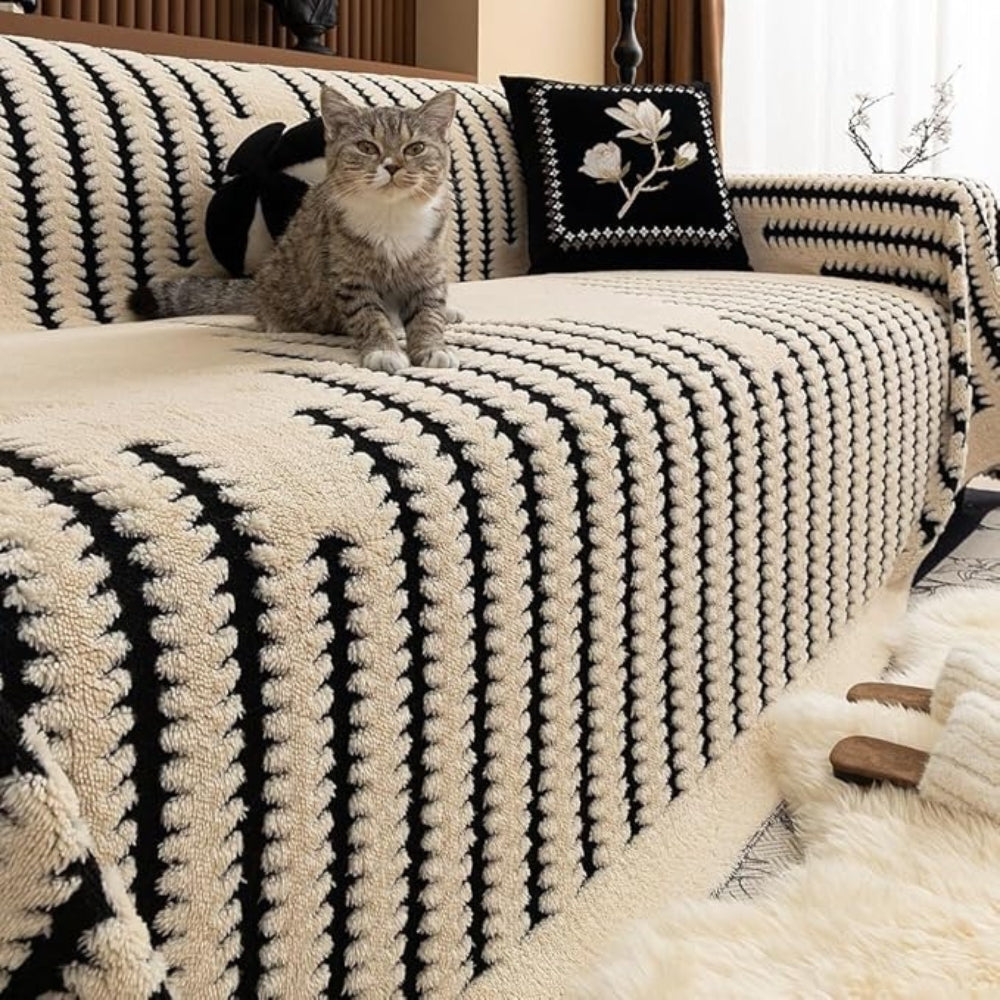 Vintage Tufted Plush Microfiber Sofa Cover, Thick 71 Inch Wide | Thick Tufted Plush Sofa Warmth | Sofa Covers