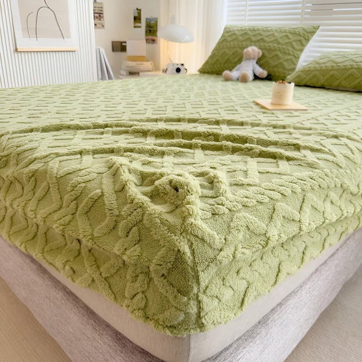 Quilted Velvet Sherpa Deep Pocket Bed Sheet Set, With or Without Pillowcases | Quilted Sherpa Warmth for Winter | Bedding Sets