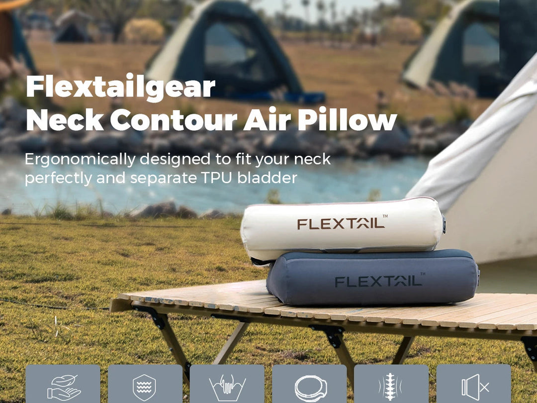 Inflatable Camping Pillow with Dual Height Contour and Washable Cover | Pack-Light Pillow for Campsites | Travel Pillows