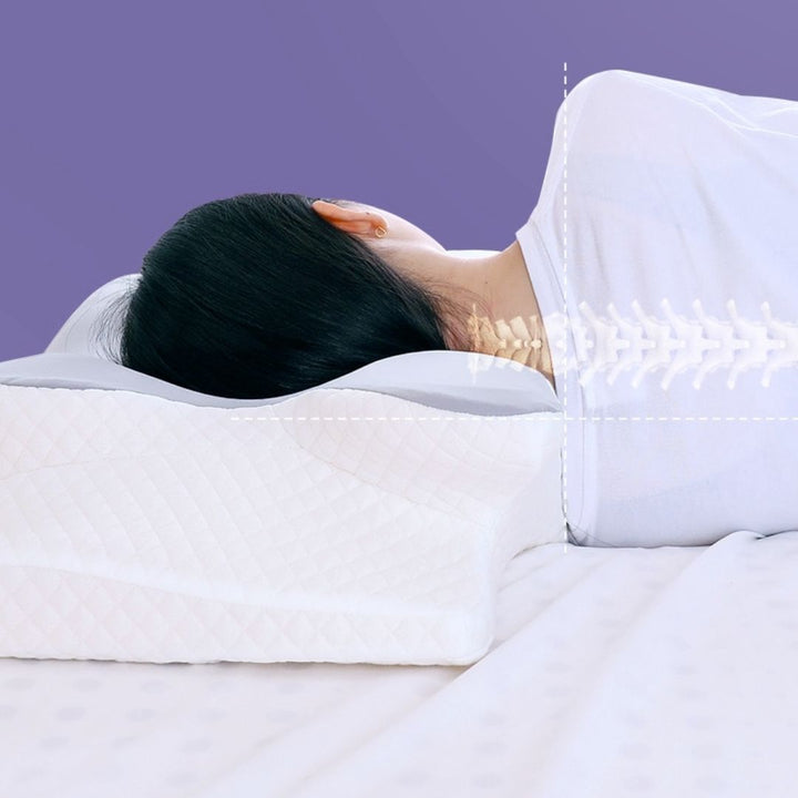 5-in-1 Ergonomic Memory Foam Cervical Pillow with Arm Rests and Silk Cover | Five Zones for Neck Comfort | Bed Pillows