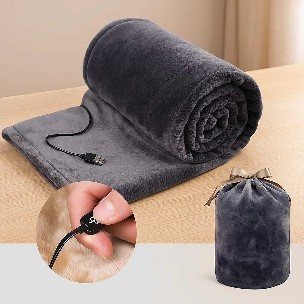 USB Heated Flannel Throw Blanket with Three Heat Settings for Home | Portable Flannel Heat with 5V USB | Heated Blankets