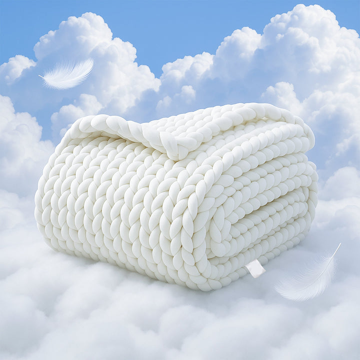Handwoven-Style Chunky Knit Throw Blanket in Cream, Grey or White | Chunky Knit Texture for Cosy Nights | Throw Blankets