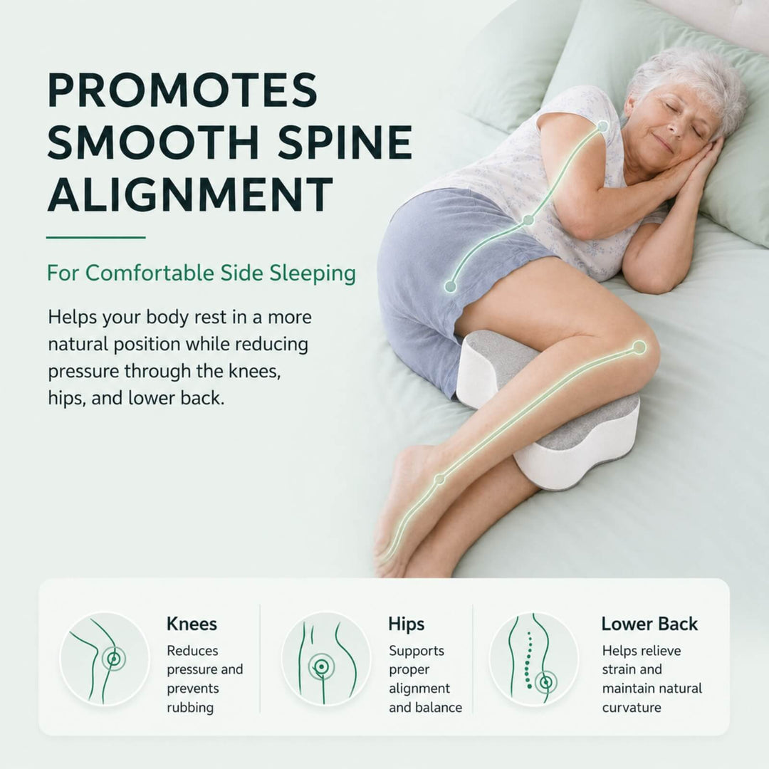 Ergonomic Memory Foam Knee Pillow with Cooling Design and Washable Cover | Cooling Memory Foam Between the Knees | Knee Pillows