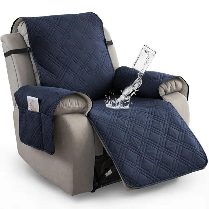 Quilted Waterproof Recliner Slipcover with Side Pocket and Elastic Band | Waterproof Recliner Cover, Fresh Look | Recliner Covers