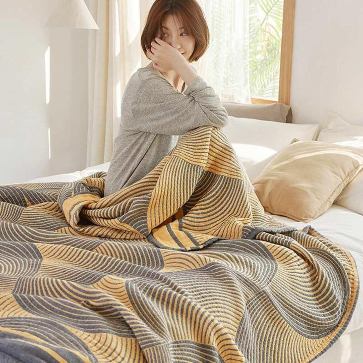 Reversible 4-Layer Cotton Muslin Blanket in Three Sizes | Four Layers of Soft Muslin | Throw Blankets
