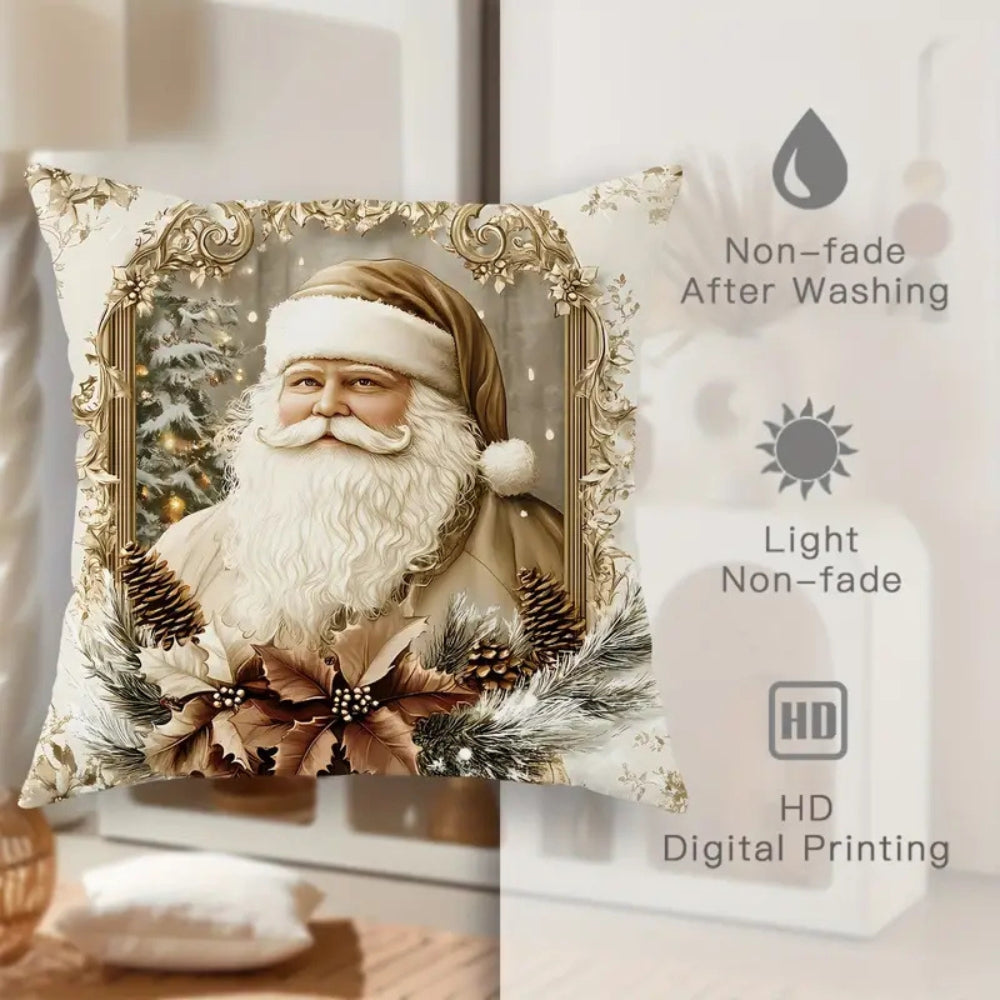 Golden Velvet Christmas Cushion Covers, 18 Inch with Zipper | Festive Gold Velvet Cushion Covers | Cushion Covers