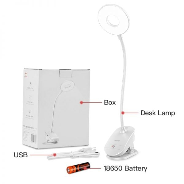 Rechargeable Wireless Clip-On Lamp for Bedside, Desk and Bed Frame | Clip-On Light With 3 Brightness Levels | Night Lights