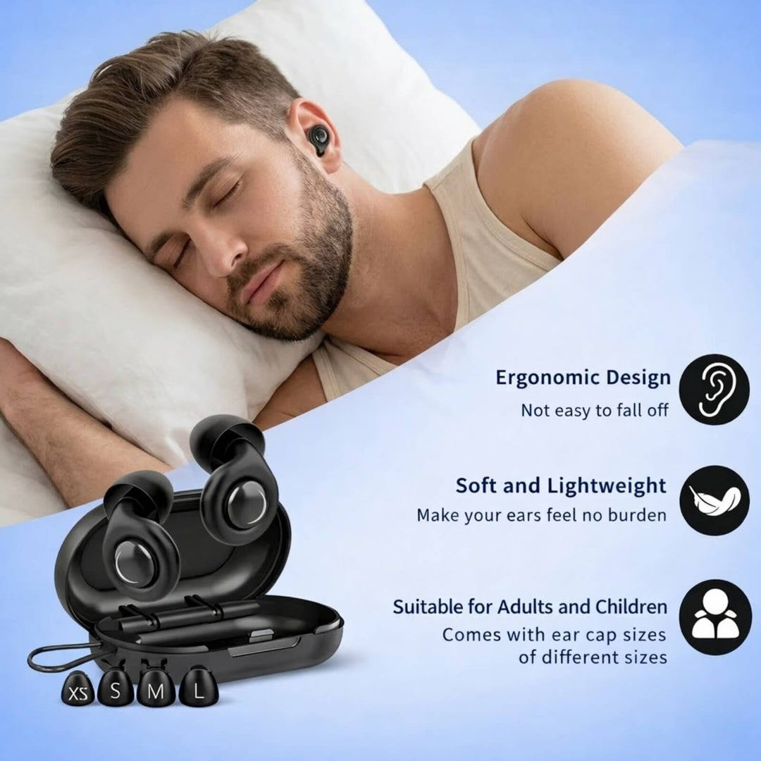 Reusable Silicone Sleep Earplugs with Multiple Ear Tip Sizes and Case | Soft Seal Earplugs for Quiet Nights | Earplugs
