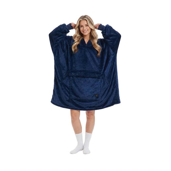 USB Heated Blanket Hoodie with 3 Heating Zones, Thick Flannel, Unisex | Heated Flannel Hoodie Blanket | Heated Blankets