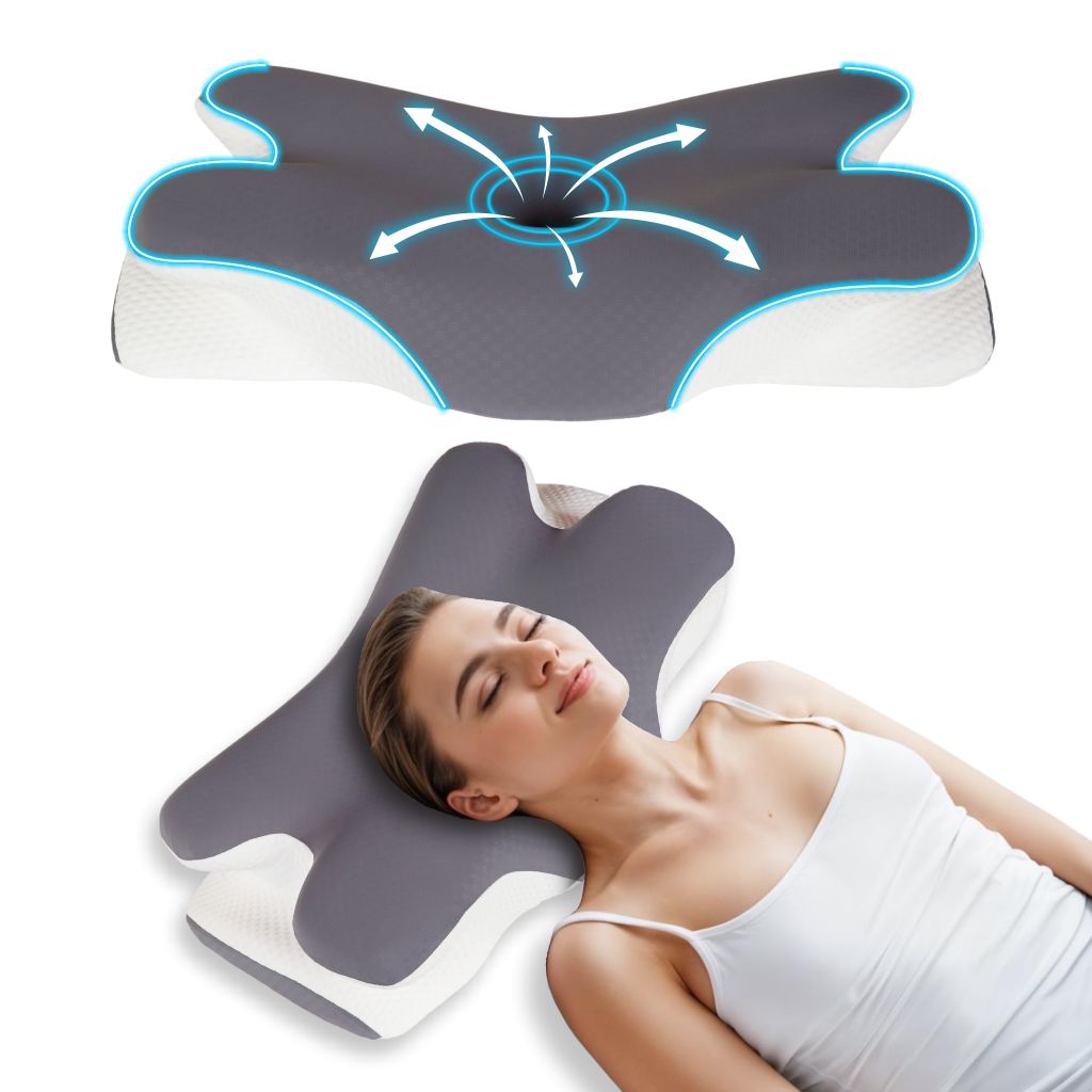 Cervical Pillow with Breathable Ice Silk Pillowcase Included | Cool Comfort From Head to Neck | Bed Pillows
