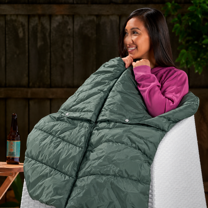 Outdoor Battery Heated Blanket with USB Power Bank and Three Heat Zones | Cordless Heat for Outdoor Days | Heated Blankets