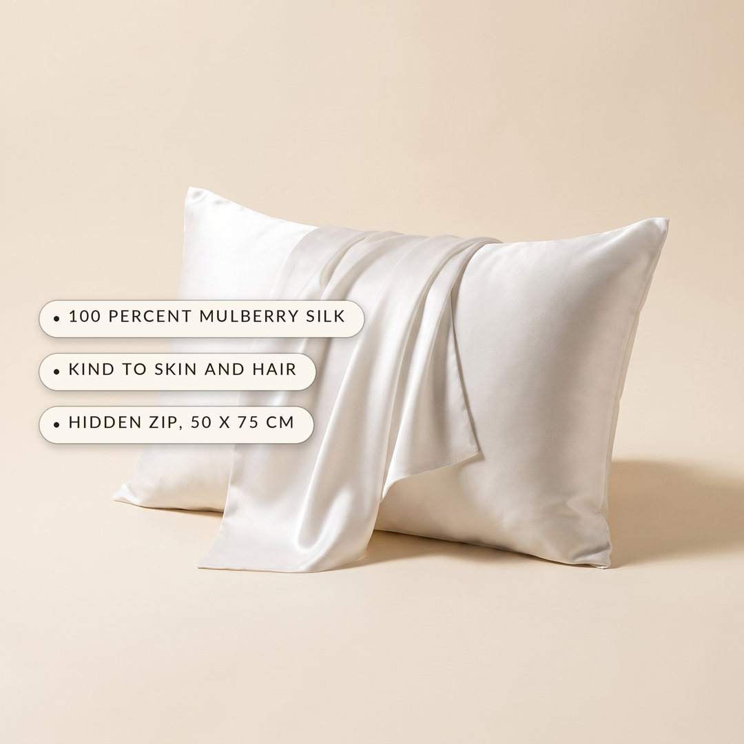 Pure Mulberry Silk Pillowcase in Four Colours and Two Sizes | Cool Mulberry Silk for Smoother Mornings | Pillowcases