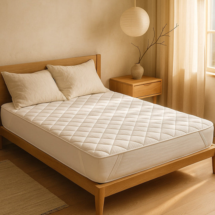Quilted Cotton-Feel Mattress Protector with Elastic Corner Straps | Quiet Quilted Mattress Protection | Mattress Protectors