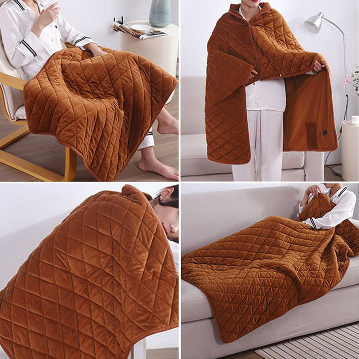 Portable USB Heated Blanket with Three Heating Elements and Power Bank Pocket | Even Heat with Three Elements | Heated Blankets