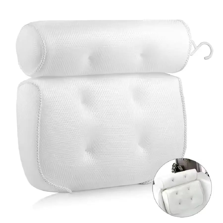 Spa Bathtub Pillow with Multiple Suction Cups and Water-Resistant Fabric | Cushioned Headrest for Baths | Bath Pillows