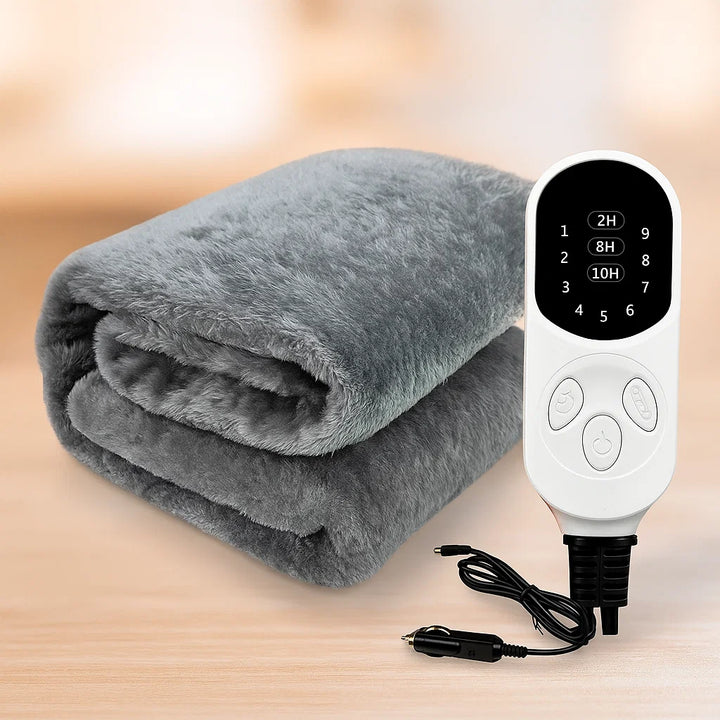 12V Heated Car Travel Blanket with 9 Heat Settings and Timer | Warm Travel with 9 Heat Levels | Heated Blankets
