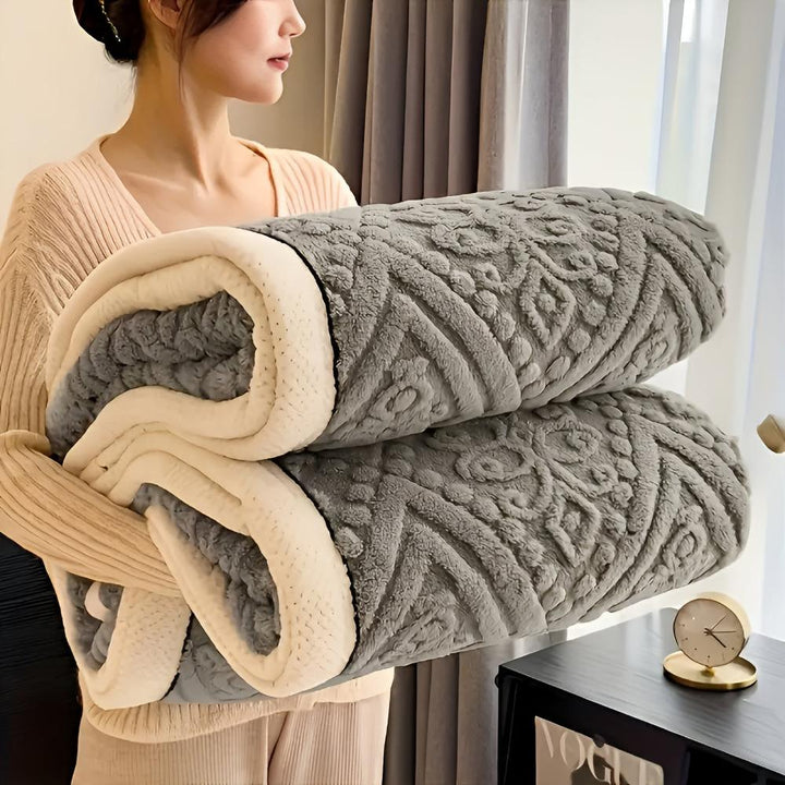 Mandala Carved Velvet Sherpa Blanket for Year-Round Warmth | Carved Mandala, Sherpa Backing | Throw Blankets