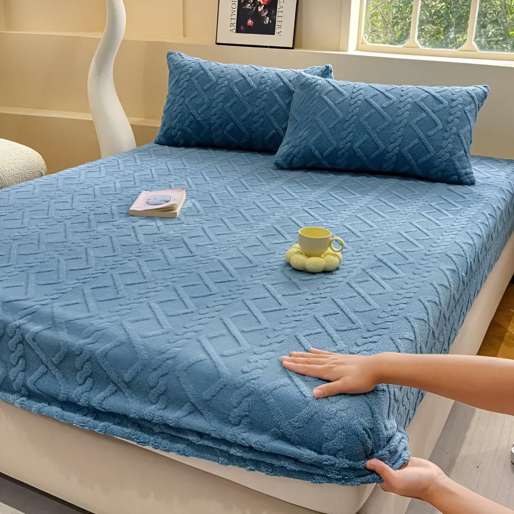 Quilted Velvet Sherpa Deep Pocket Bed Sheet Set, With or Without Pillowcases | Quilted Sherpa Warmth for Winter | Bedding Sets